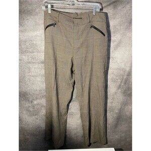 Adrianna Papell Womens Size 12 Plaid Dress Pants Zipper Pockets Wide